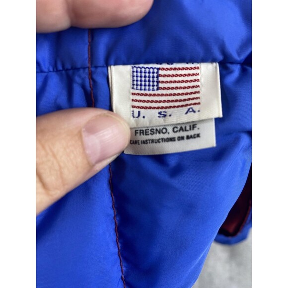 Vintage Ascente Down Puffer Vest Mens Small Red Blue Outdoor Ski Puffy 80s USA - Picture 12 of 14